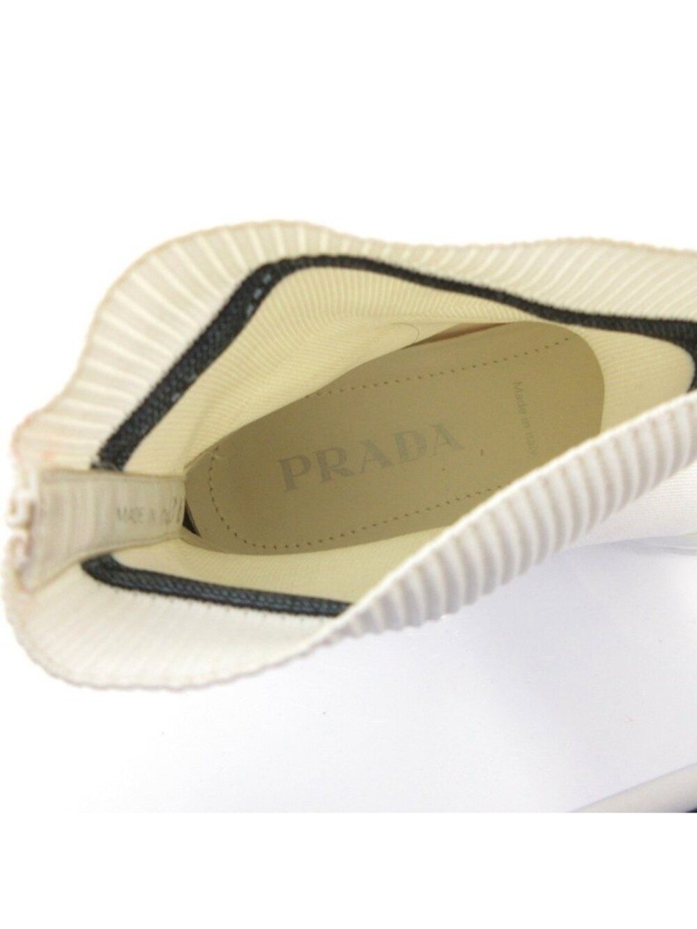 Prada Socks Sneakers Shoes High Cut Logo 36.5 White - Picture 7 of 9